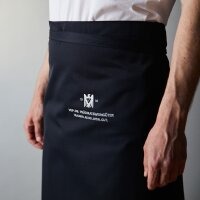 A figure wearing a black apron with the VDP logo embroidered on it. The mans arms are visible at his sides.